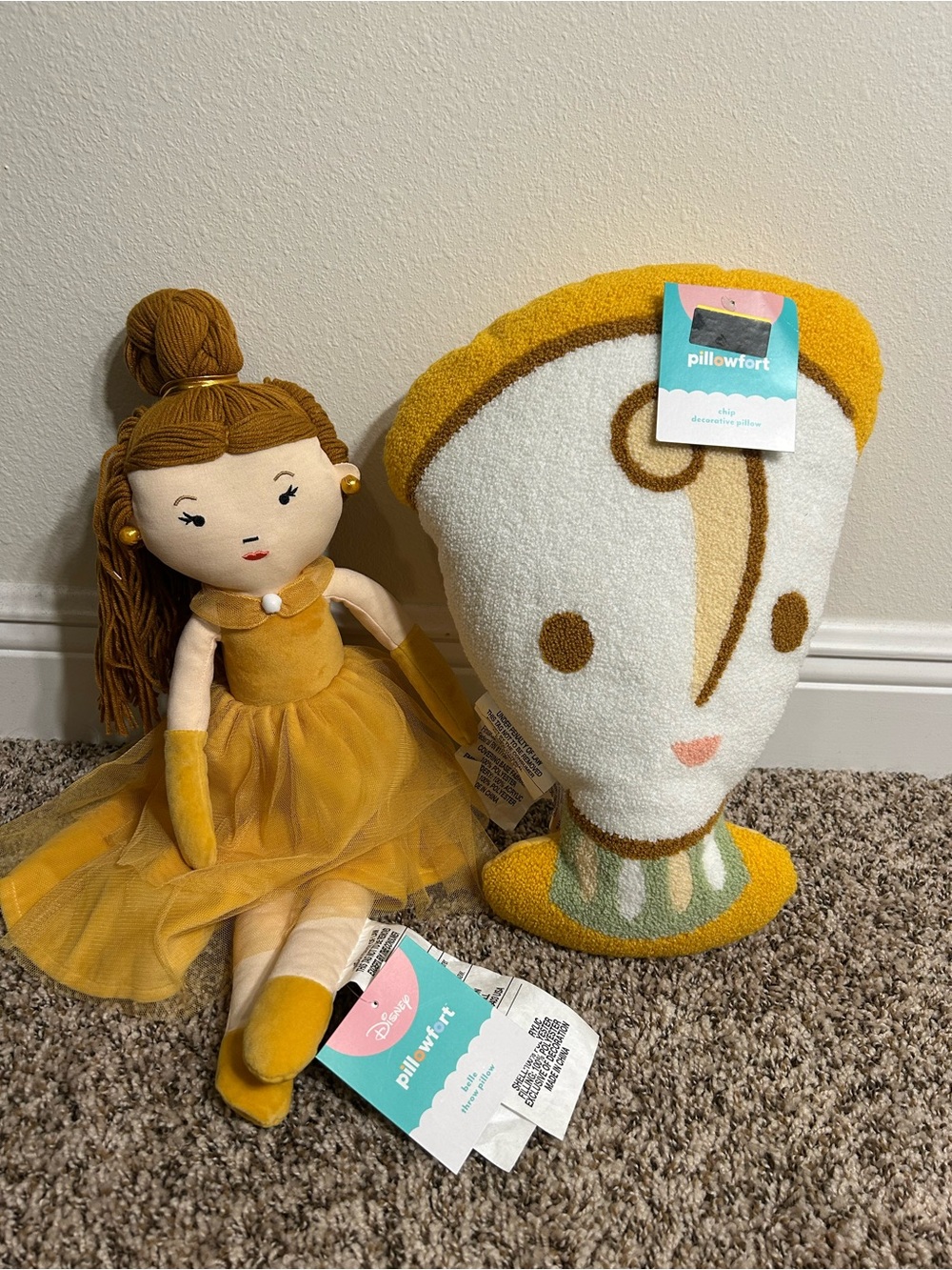 Disney Pillowfort Belle Doll & Chip Decorative Pillow
